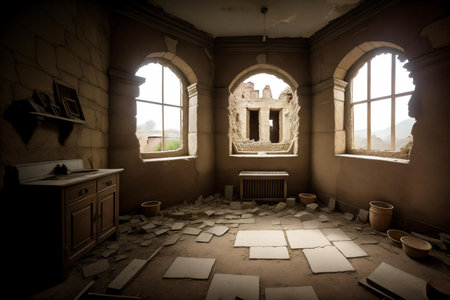 Old abandoned house in the village of Krasnodar, Russiaの素材