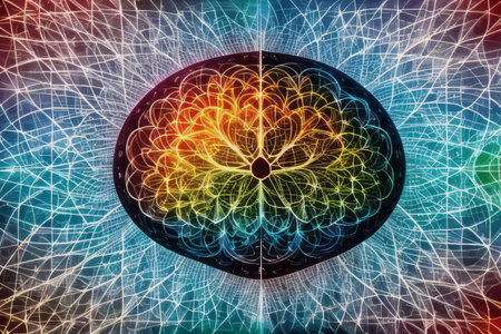 Abstract fractal background with the image of a flower in the form of a circleの素材