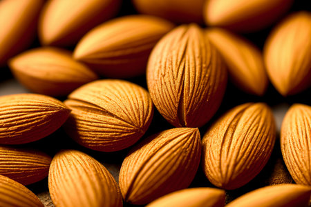 Almond nuts on a dark background. Macro. Selective focus.の素材