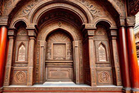 The carved wooden door of the Kolkata Cathedral.の素材