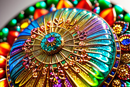 Colorful mandala on a white background, close-up.の素材