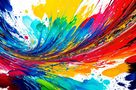 Colorful paint splashes on white background. Abstract colorful background.の素材