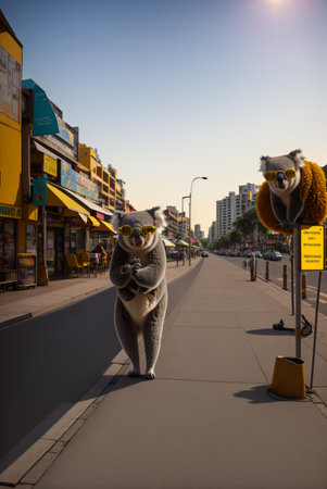 Kangaroo on the street in Kuala Lumpur at sunset, Malaysiaの素材