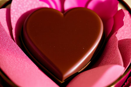 Heart-shaped chocolate in a gift box on Valentine's Day.の素材