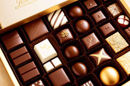Box of assorted chocolates, close-up, tonedの素材