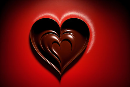 Valentine's day background with chocolate heart. 3D renderingの素材