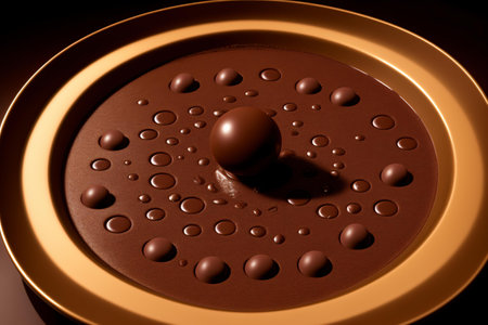 3d illustration of a drop of chocolate on a dark background.の素材