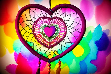 Dream catcher with feathers and beads rope hanging. handmade dreamcatcherの素材