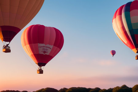 Hot air balloons fill the sky during the Putrajaya International Hot Air Balloon Fiesta.の素材