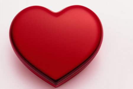 Red heart on a white background. 3d render. Love concept.の素材