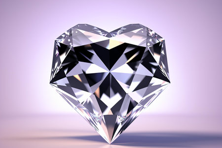 3d rendering of a diamond in the shape of a heart.の素材