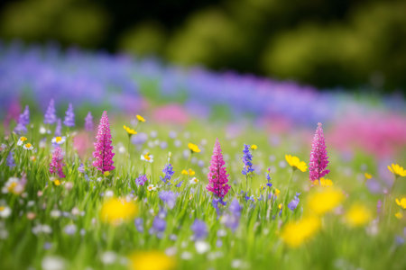 Colorful wildflowers on a meadow in springtime.の素材