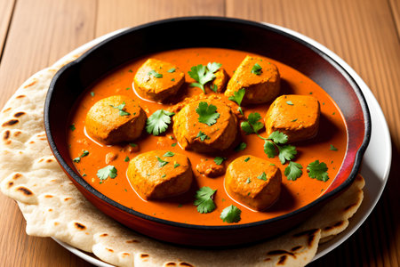 Paneer Butter Masala or Cheese Cottage Curry in a bowl, selective focusの素材