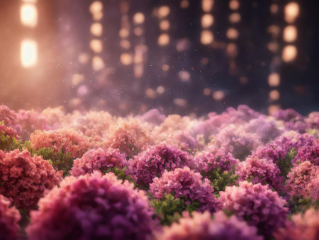Beautiful flower background with bokeh lights. Spring concept.の素材