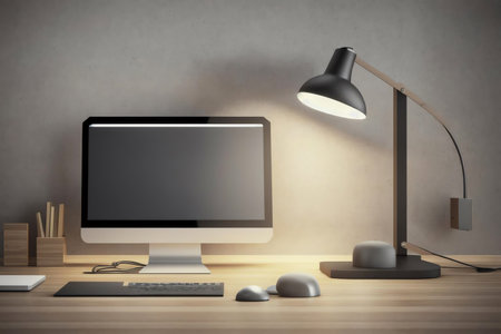 Cozy Freelance Workspace. AI Generated.の素材