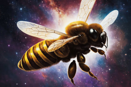 Honey Bee in Outer Space Fantasy. AI Generated.の素材