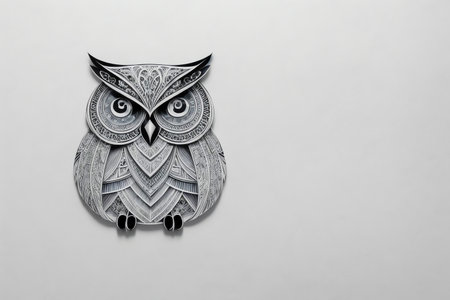 Glorious Owl Graphic with Modern Polygon Shape Style . AI Generated.の素材