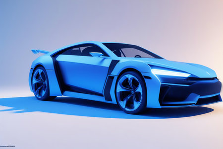 Futuristic AR Car Wireframe Concept. AI Generated.の素材
