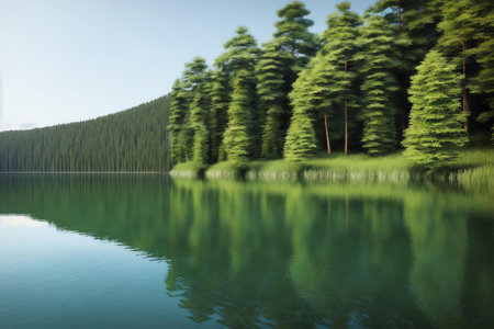 Recycling Lake A Symbol of Sustainability. AI Generated.の素材