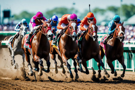The Thundering Hooves of the Kentucky Derby. AI Generated.の素材