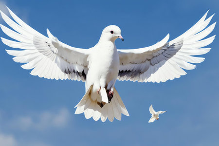 Wings of Peace A White Dove in Flight. AI Generated.の素材