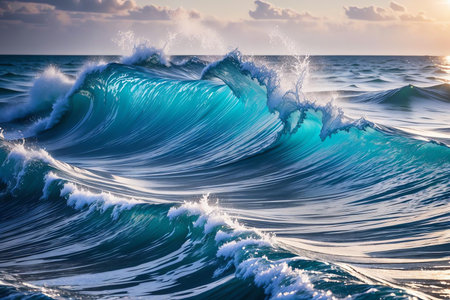 Capturing the Beauty of Isolated Water Waves. AI Generated.の素材