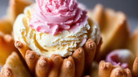 Rainbow Sprinkles on Vanilla Ice Cream. AI Generated.の素材