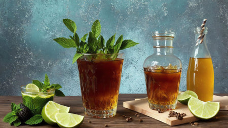 Homemade Simple Syrup for National Mojito Day. AI Generated.の素材