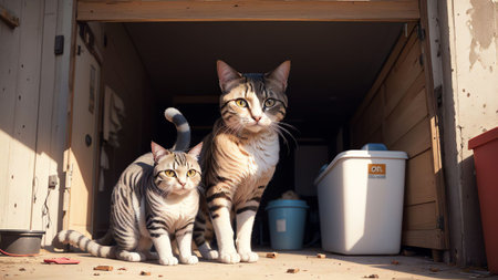 Clean and Tidy A Realistic Celebration of International Cat Day. AI Generated.の素材