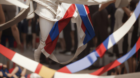 Tricolor Ribbon A Symbol of Unity on Bastille Day. AI Generated.の素材