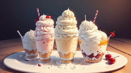 Classic Vanilla Ice Cream Float. AI Generated.の素材