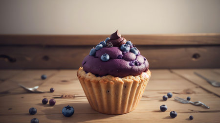 Whisk Covered in Blueberry Muffin Batter. AI Generated.の素材