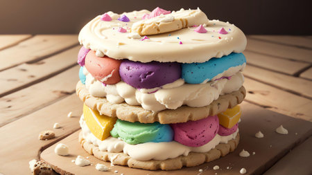 Beat the Heat with a Delicious Ice Cream Sandwich for National Ice Cream Sandwich Day. AI Generated.の素材