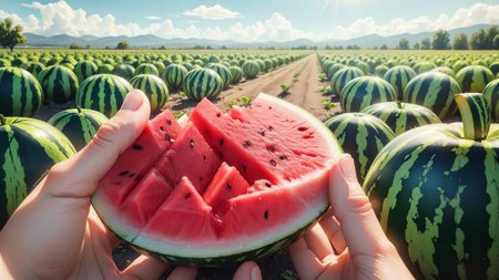 Chewy Watermelon Gum on National Watermelon Day. AI Generated.の素材