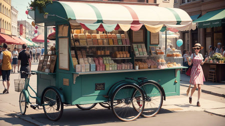 Sweet Treats on Wheels. AI Generated.の素材