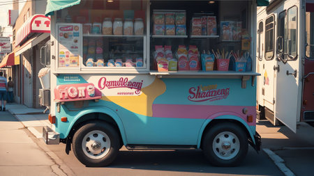 Fun Ice Cream Truck Sundae. AI Generated.の素材