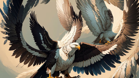 Majestic Wings The Bald Eagle s Independence Day Soar. AI Generated.の素材