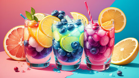 Refreshing Blueberry Lemonade Illustration. AI Generated.の素材