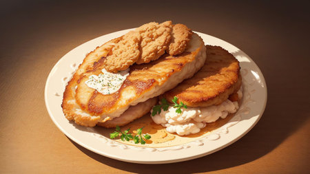 Crispy Delight A Chicken Tender Celebration. AI Generated.の素材