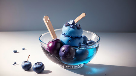 Vibrant Blueberry Popsicle Photography. AI Generated.の素材