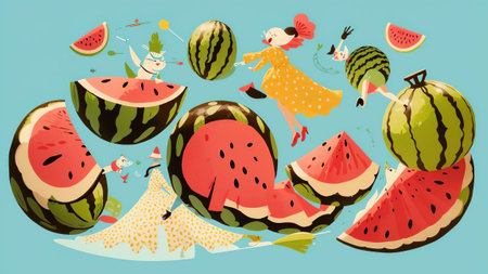 Watermelon Oven Glove Delight. AI Generated.の素材