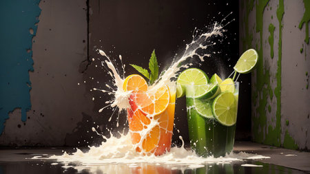 Artistic Sugar Cane Spray Art for National Mojito Day. AI Generated.の素材