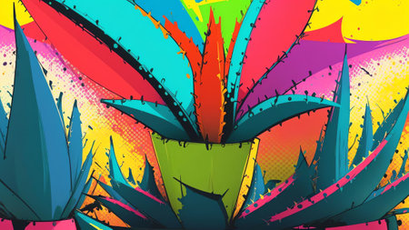 Celebrating National Tequila Day with a Pop Art Agave Plant Illustration. AI Generated.の素材