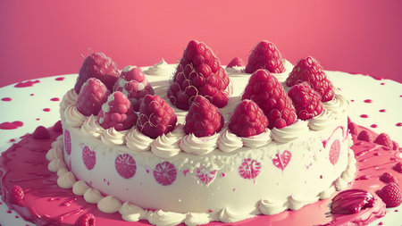 Raspberry Delight A Pop Art Celebration of National Raspberry Cake Day. AI Generated.の素材
