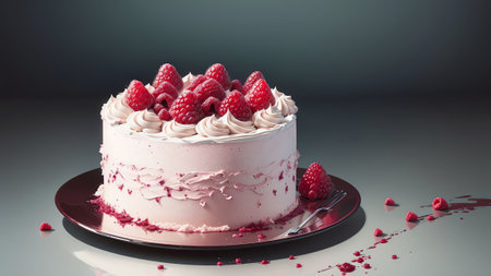 Raspberry Delight A Modern Vector Art Celebration for National Raspberry Cake Day. AI Generated.の素材