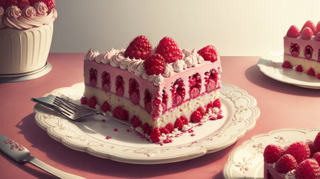 Unique Textured Illustration of a Cake Decorating Comb for National Raspberry Cake Day. AI Generated.の素材
