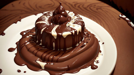 Indulge in the Decadence of Chocolate Fudge on National Milk Chocolate Day. AI Generated.の素材