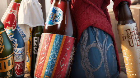 Vibrant and Detailed Beer Bottle Insulator for International Beer Day AI Generated.の素材