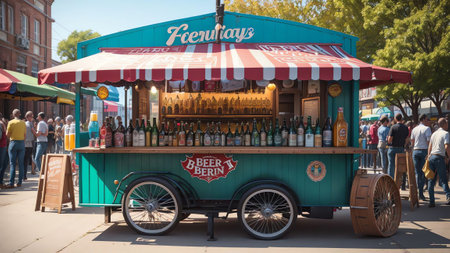 Paper Paradise An Enchanting Beer Garden Installation for International Beer Day AI Generated.の素材