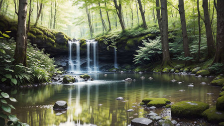 Harmony of Nature Immersing in Relaxation with a Nature Sounds CD on National Relaxation Day AI Generated.の素材